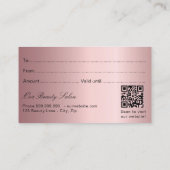 Blush roze qr code cadeaubon visitekaartje (Achterkant)