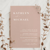 Blush roze QR-code in één moderne grafische bruilo Kaart