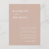 Blush roze QR-code in één moderne grafische bruilo Uitnodiging Briefkaart (Voorkant)