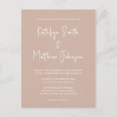 Blush roze QR-code in één moderne grafische bruilo Uitnodiging Briefkaart (Voorkant)