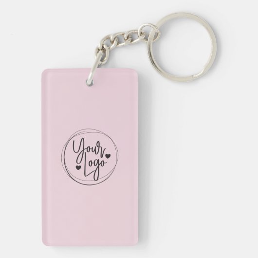 Blush roze QR Code Logo Business Sleutelhanger (achterkant)