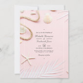 Blush roze QR Code RSVP Beach Weddenschap Kaart (Voorkant)
