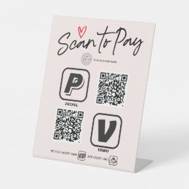 Blush roze QR code scan om Moderne kalligrafie te  Reclamebord Met Voetstuk