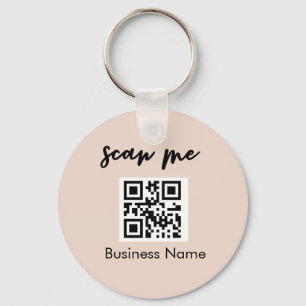 Blush roze QR-code Visitekaartje Uw Logo Sleutelhanger