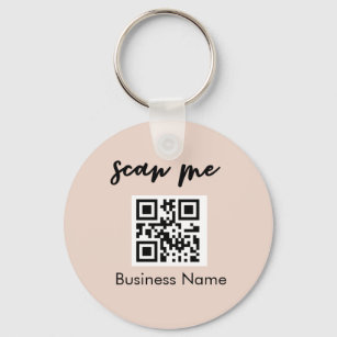 Blush roze QR-code Visitekaartje Uw Logo Sleutelhanger