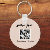 Blush roze QR-code Visitekaartje Uw Logo Sleutelhanger (Voorkant)