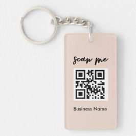 Blush roze QR-code Visitekaartje Uw Logo Sleutelhanger