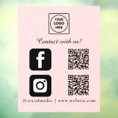Blush Roze QR | Instagram & Facebook Verbind Sign Raamsticker (Vel 3)