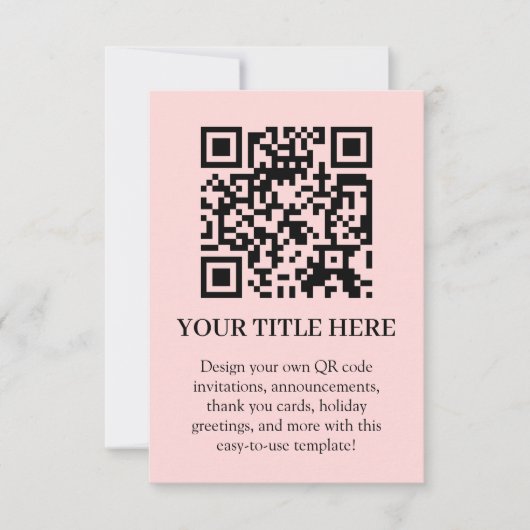 Blush Roze QR | Modern Minimalistisch Upload Kaart (Voorkant)