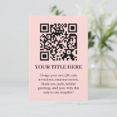 Blush Roze QR | Modern Minimalistisch Upload Kaart (Staand voorkant)