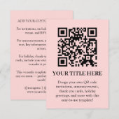 Blush Roze QR | Modern Minimalistische Upload Kaart (Voorkant / Achterkant)