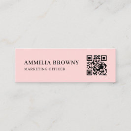 Blush Roze QR | Vrouwelijke Pastel Aangepaste Cont Mini Visitekaartje
