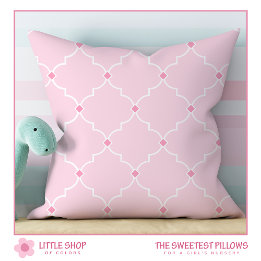 Blush Roze Quatrefoil Lattice Patroon kinderkamer Kussen