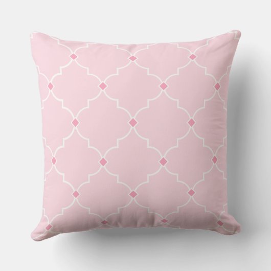 Blush Roze Quatrefoil Lattice Patroon kinderkamer Kussen (Achterkant)
