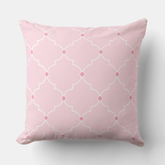 Blush Roze Quatrefoil Lattice Patroon kinderkamer Kussen (Voorkant)