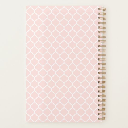 Blush roze Quatrefoil Patroon Gepersonaliseerde Pl Planner (Achterkant)