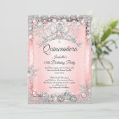 Blush Roze Quinceanera 15e Winter Koets Kaart (Staand voorkant)