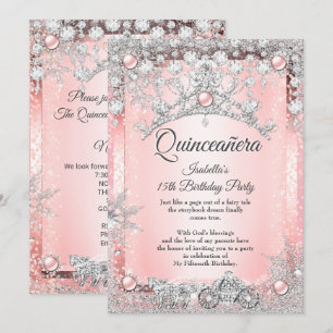 Blush Roze Quinceanera 15e Winter Koets Kaart
