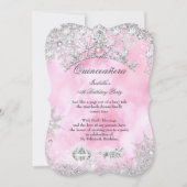 Blush roze Quinceanera 15th Winter Wonderland Kaart (Voorkant)