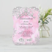 Blush roze Quinceanera 15th Winter Wonderland Kaart (Staand voorkant)