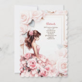 Blush Roze Quinceanera Ceremonie Receptie Kaart (Achterkant)
