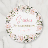 Blush Roze Quinceanera Favor Bedankt Cadeau Bedankjes Labels (Achterkant)