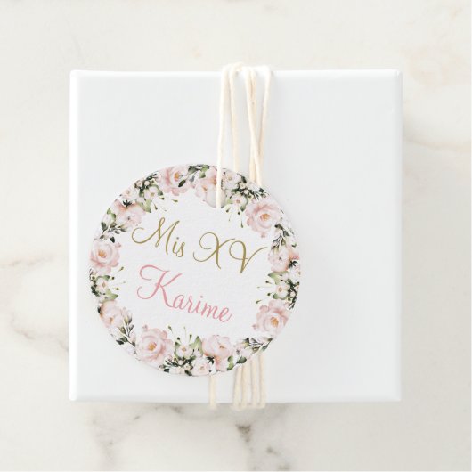 Blush Roze Quinceanera Favor Bedankt Cadeau Bedankjes Labels (In situ)