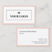 Blush roze rand Uw Logo minimalist Visitekaartje (Voorkant / Achterkant)