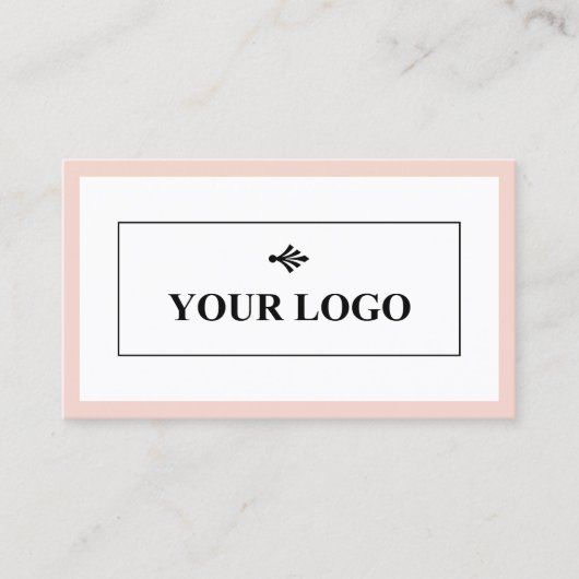 Blush roze rand Uw Logo minimalist Visitekaartje (Voorkant)