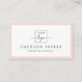Blush roze rand wit modern minimalistisch add logo visitekaartje (Voorkant)
