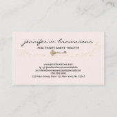Blush roze Real Estate Retro Gold Key Visitekaartje (Achterkant)