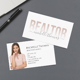 Blush Roze Realtor Real Estate Professionele Foto Visitekaartje