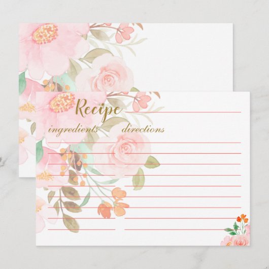 Blush Roze recept voor Vrijgezellenfeest Informatiekaartje (Voorkant / Achterkant)