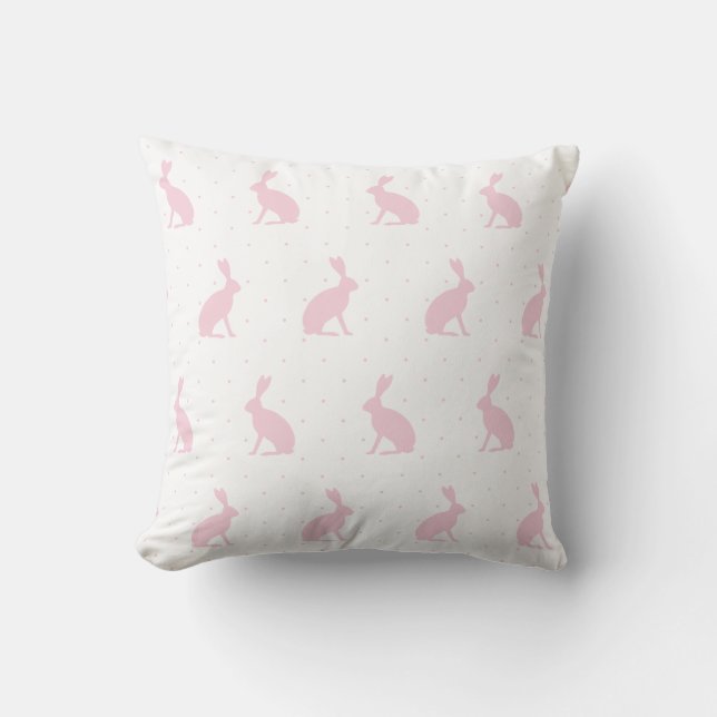 Blush Roze rechtop Bunnies met Mini Stippen Patter Kussen (Voorkant)