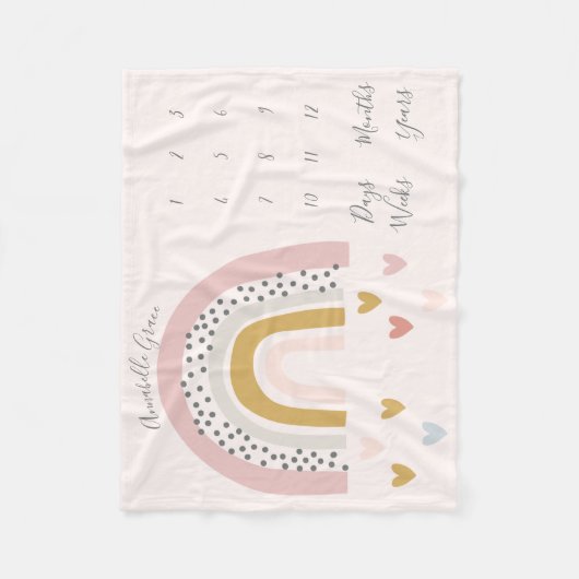 Blush roze regenboog Maandelijkse Baby mijlpaal Fleece Deken (Voorkant)