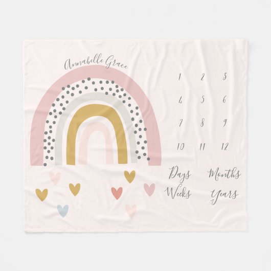 Blush roze regenboog Maandelijkse Baby Mijlsteen F Fleece Deken (Voorkant (Horizontaal))