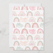 Blush Roze Regenboog Meisjes Baby shower Bedankkaart (Achterkant)