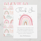 Blush Roze Regenboog Meisjes Baby shower Bedankkaart (Voorkant / Achterkant)