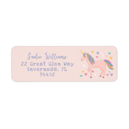 Blush Roze regenboog Unicorn Kinder adres Etiket