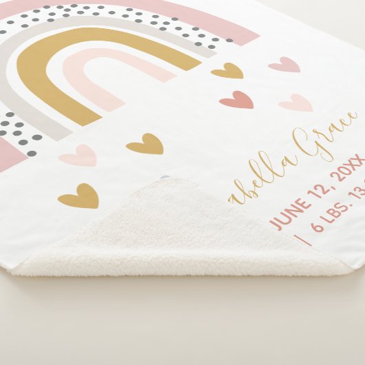 Blush roze regenboogstrips Baby scriptvlekken Sherpa Deken (3/4)