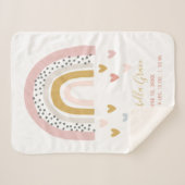Blush roze regenboogstrips Baby scriptvlekken Sherpa Deken (Voorkant (horizontaal))