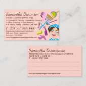 Blush roze reiniging Janitorial Maid Housekeeping Visitekaartje (Voorkant / Achterkant)