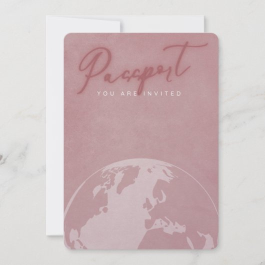 Blush roze reispaspoort vrijgezellenfeest kaart (Voorkant)