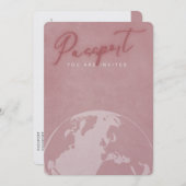 Blush roze reispaspoort vrijgezellenfeest kaart (Voorkant / Achterkant)