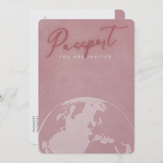 Blush roze reispaspoort vrijgezellenfeest kaart (Voorkant / Achterkant)