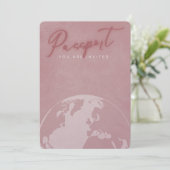 Blush roze reispaspoort vrijgezellenfeest kaart (Staand voorkant)