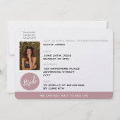 Blush roze reispaspoort vrijgezellenfeest kaart (Achterkant)