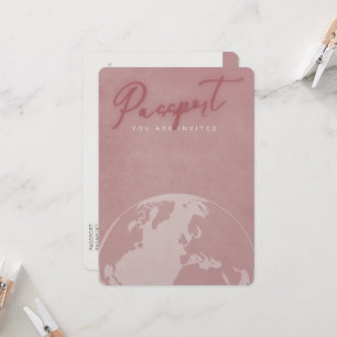 Blush roze reispaspoort vrijgezellenfeest kaart