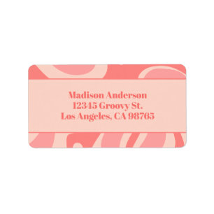 Blush Roze Retro Abstract wervelpatroon Etiket
