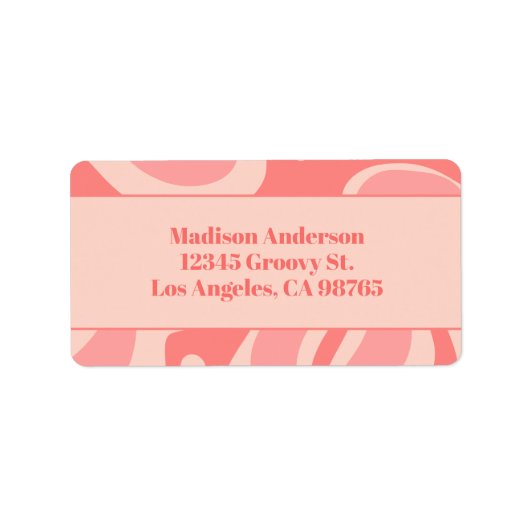 Blush Roze Retro Abstract wervelpatroon Etiket (Voorkant)